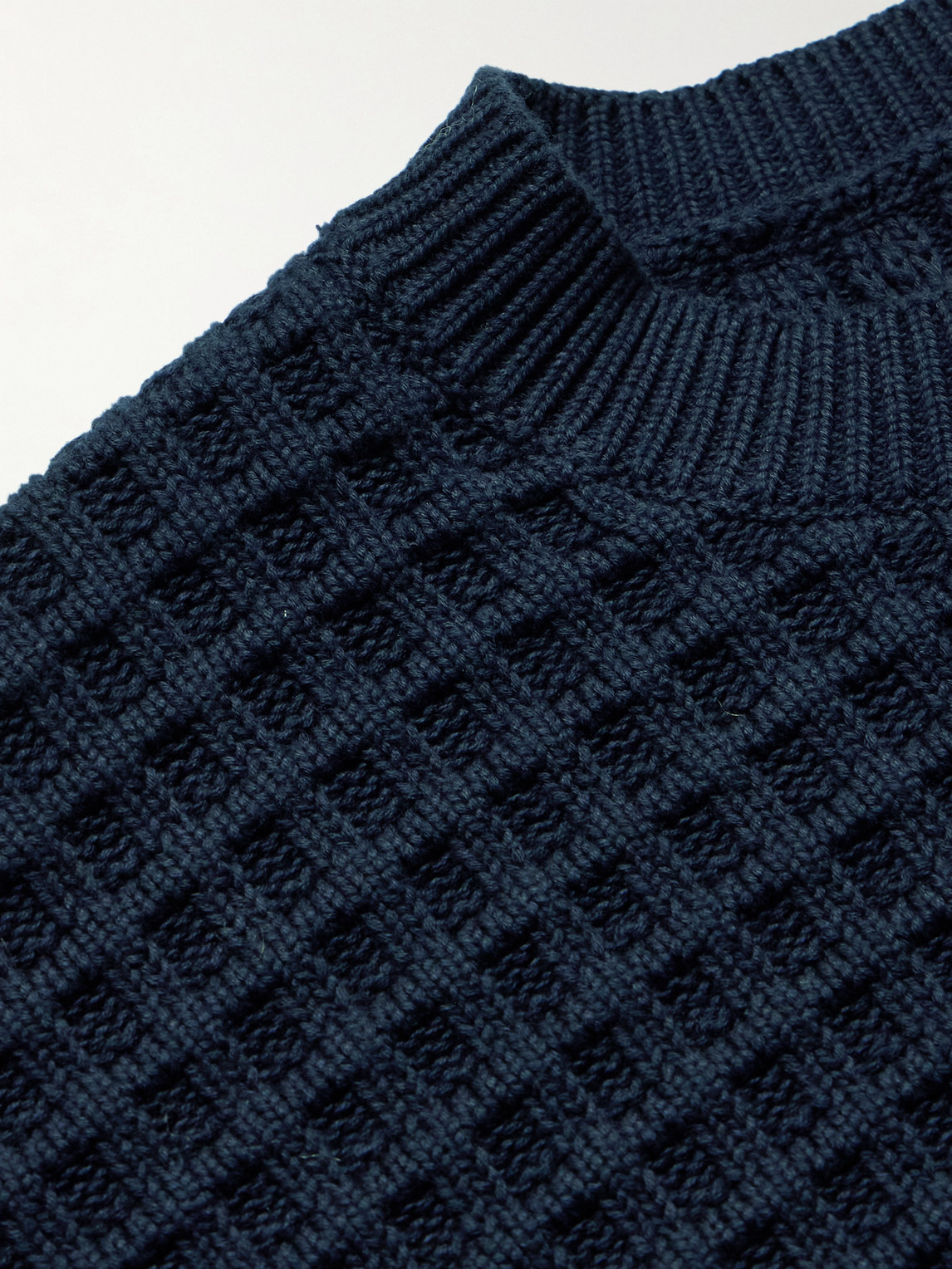 Aimé Leon Dore Waffle-knit Cotton Sweater In Blue