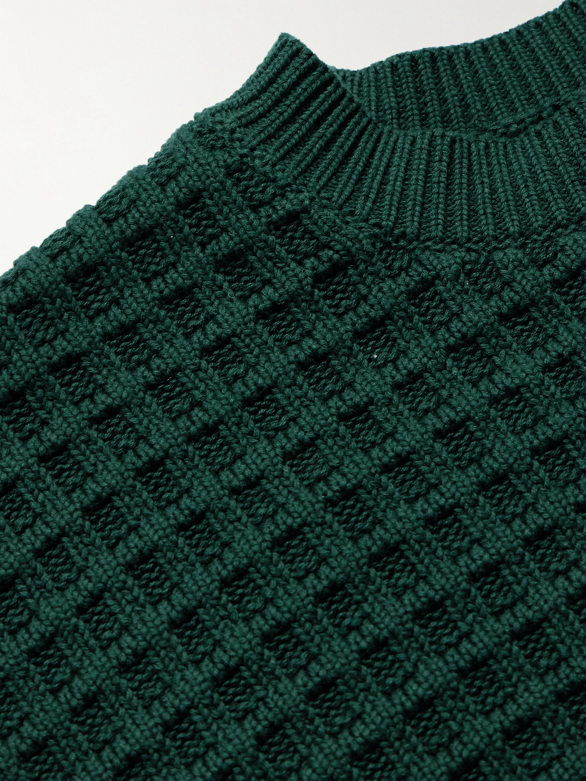 Aimé Leon Dore Waffle-knit Cotton Sweater In Green