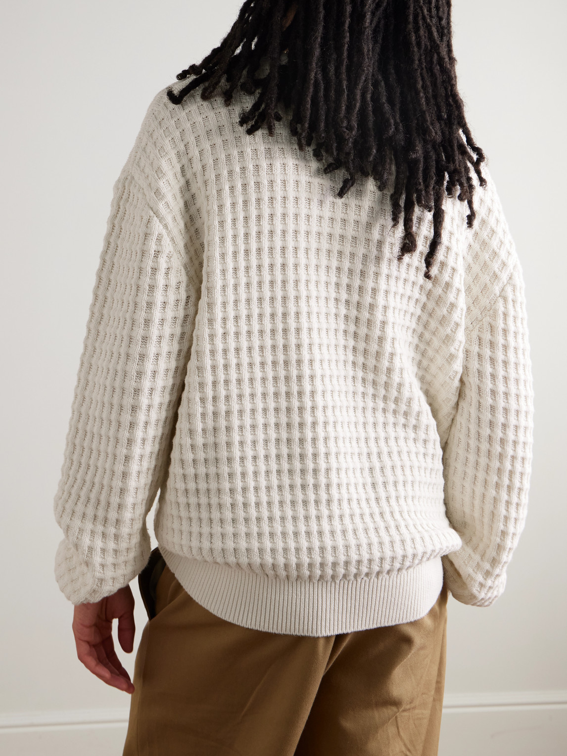 Aimé Leon Dore Waffle-knit Cotton Sweater In Multi