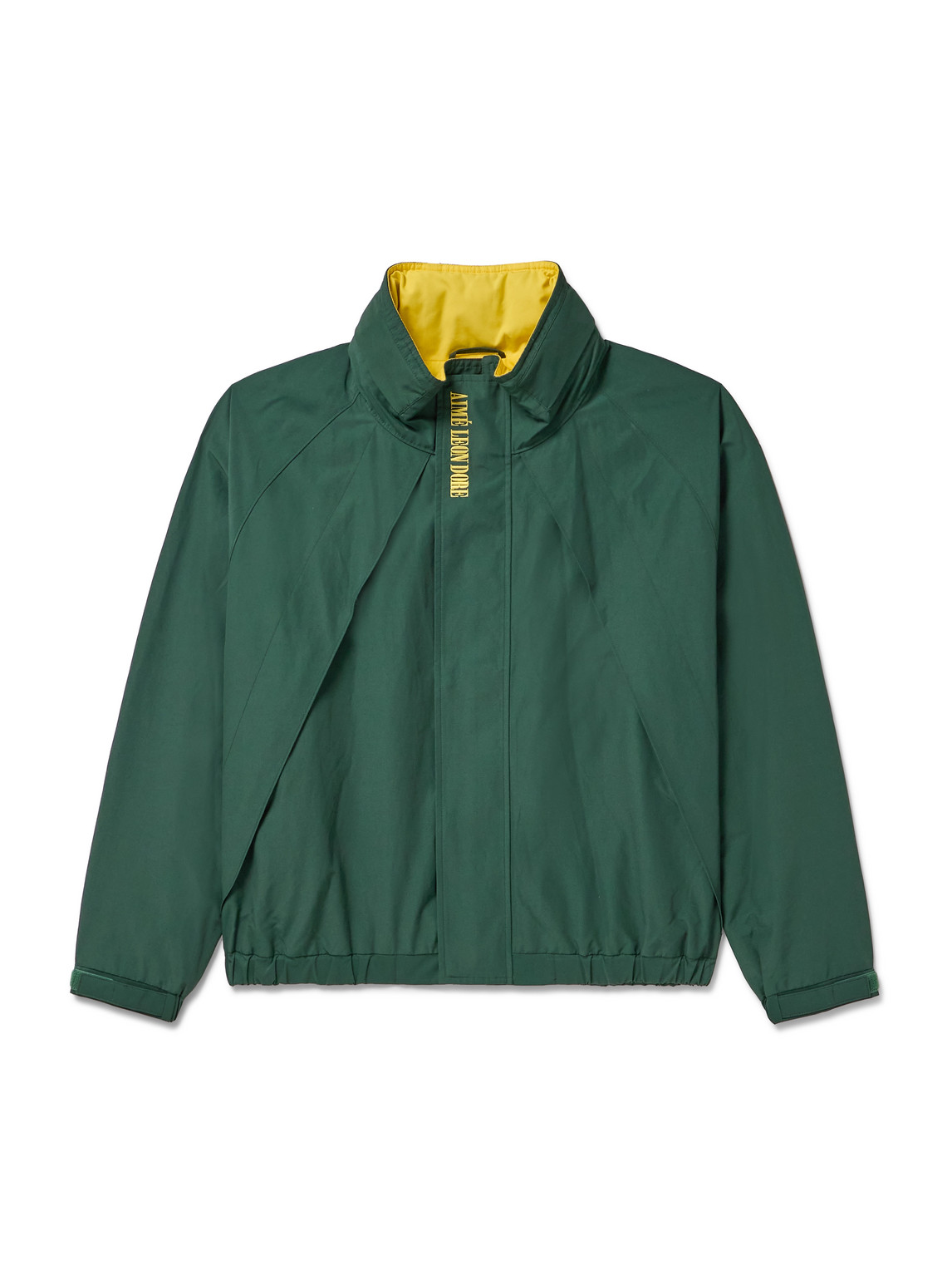 Aimé Leon Dore Logo-embroidered Panelled Cotton-blend Shell Jacket In Green