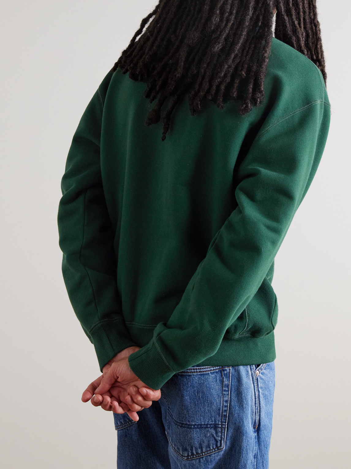 Aimé Leon Dore Logo-print Cotton-jersey Sweatshirt In Green