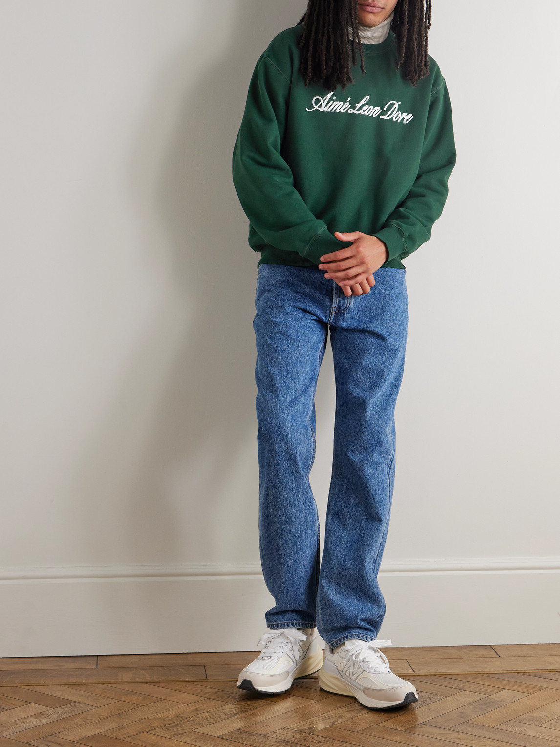 Aimé Leon Dore Logo-print Cotton-jersey Sweatshirt In Green