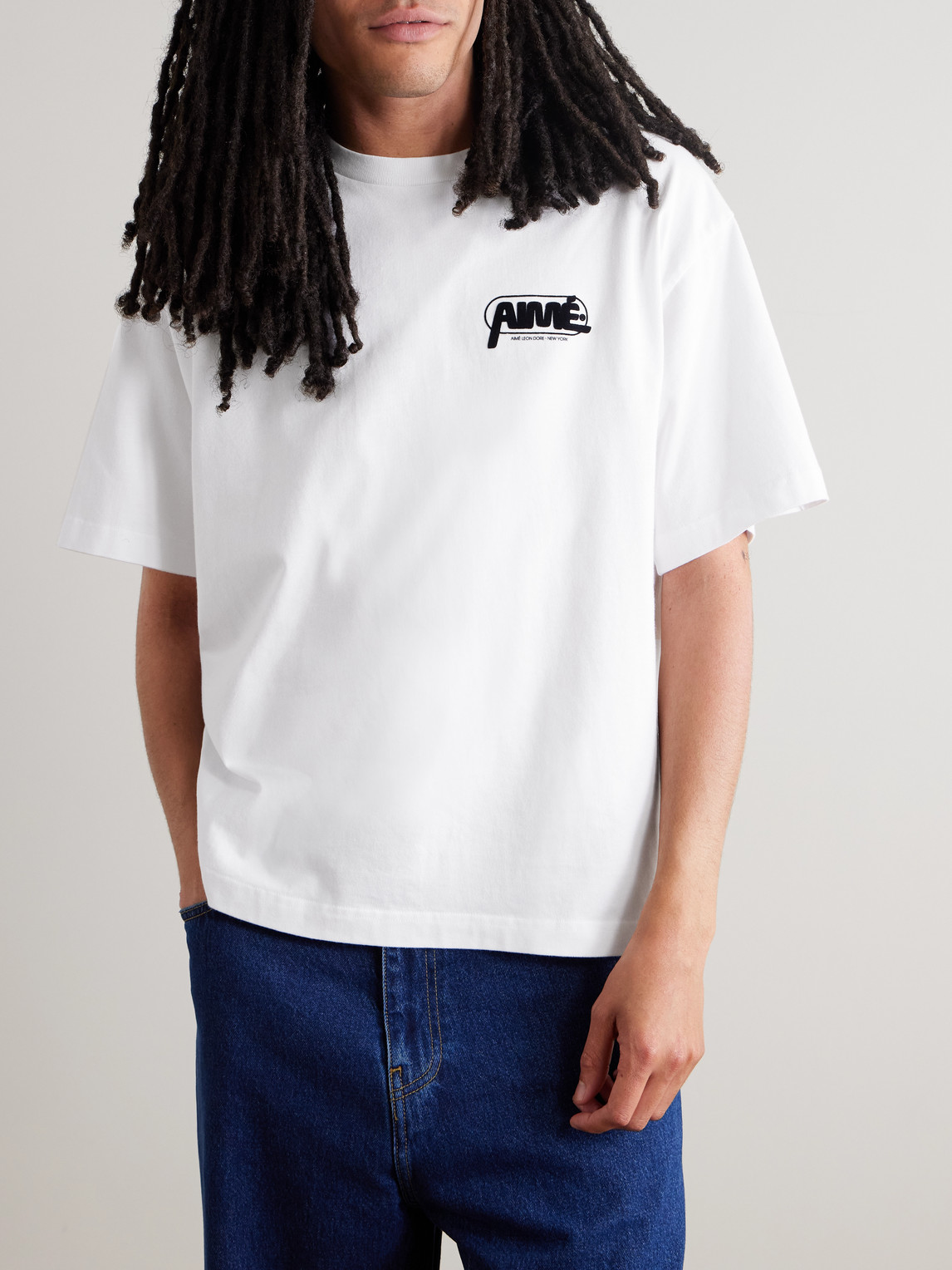 Aimé Leon Dore Gear Logo-print Cotton-jersey T-shirt In White