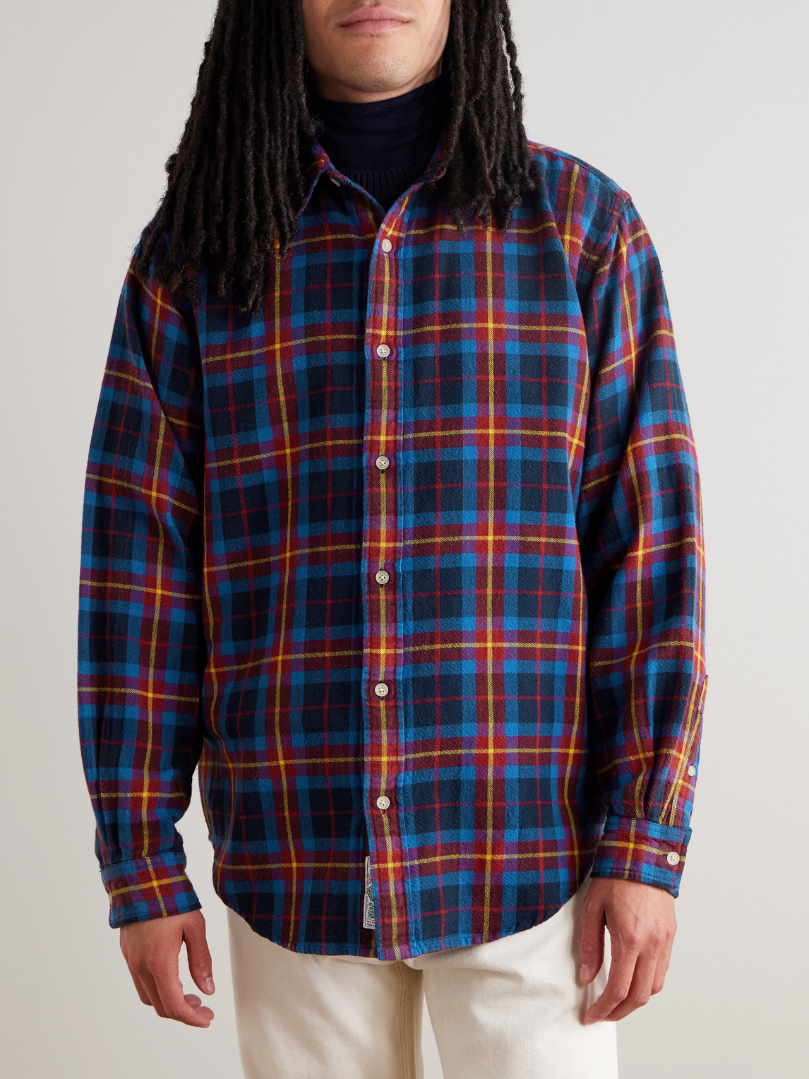 Aimé Leon Dore Checked Cotton-flannel Shirt In Blue