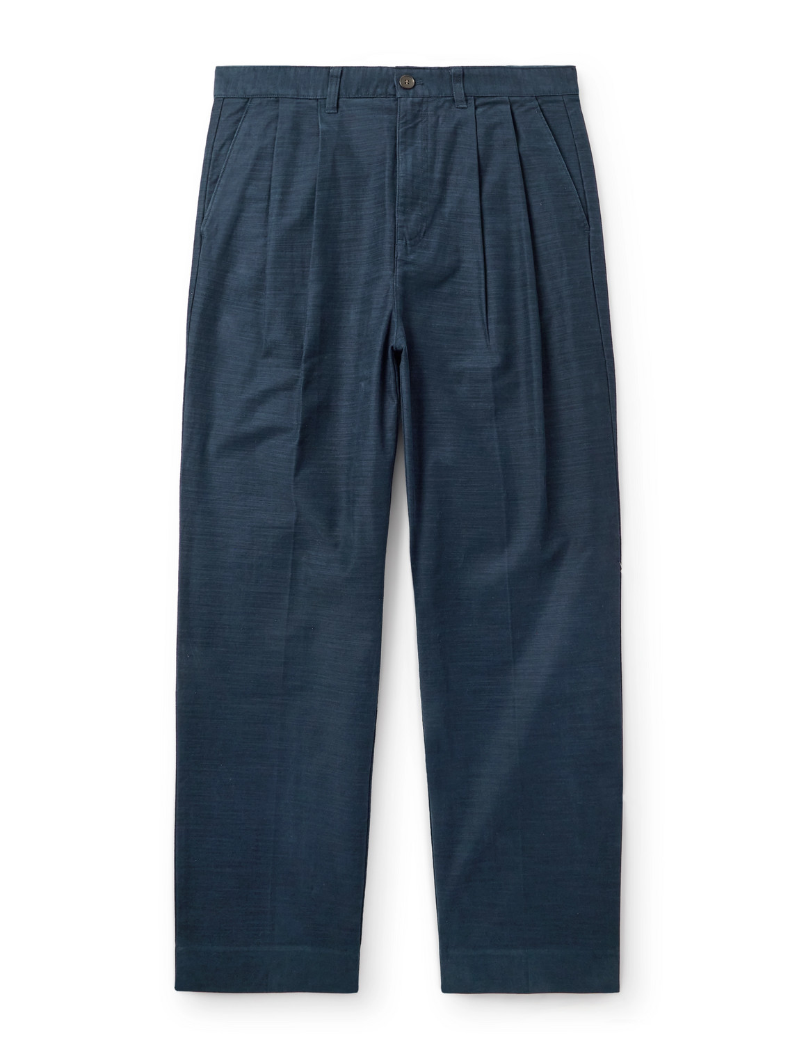 Aimé Leon Dore Straight-leg Pleated Cotton-sateen Trousers In Blue