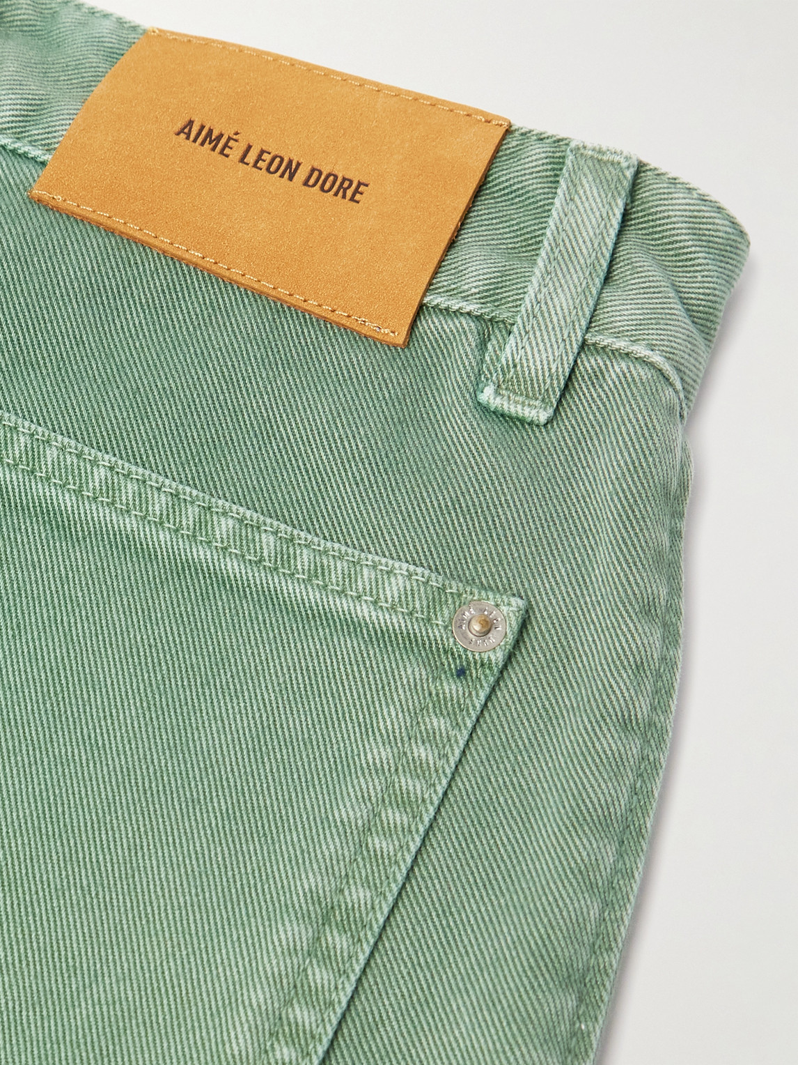 Aimé Leon Dore Straight-leg Double-knee Garment-dyed Cotton-twill Trousers In Green