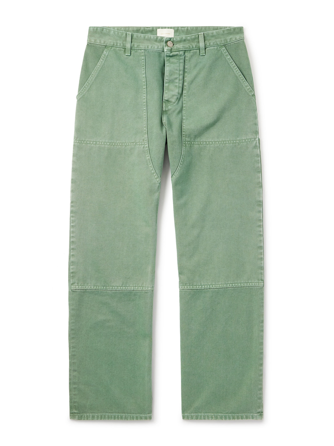 Aimé Leon Dore Straight-leg Double-knee Garment-dyed Cotton-twill Trousers In Green