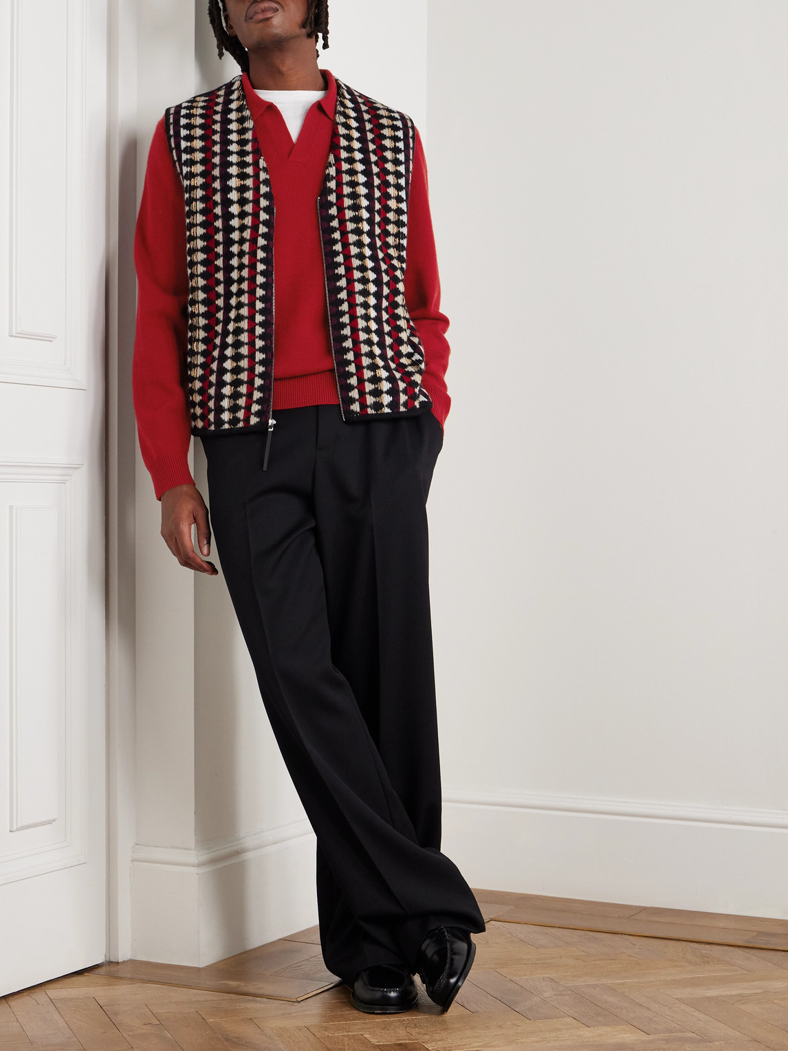 Aimé Leon Dore Merino Wool Polo Shirt In Red