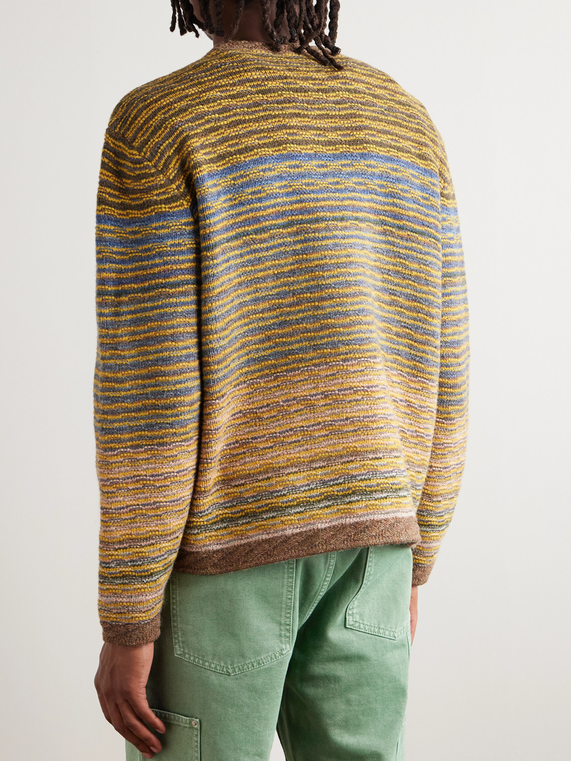 Aimé Leon Dore Abstract Jacquard-knit Wool-blend Sweater In Yellow