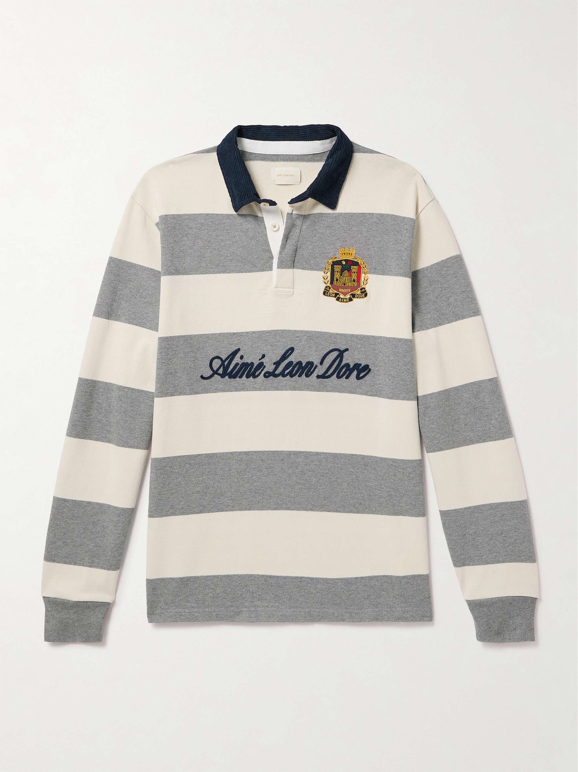 AIMÉ LEON DORE Embroidered Logo-Flocked Corduroy-Trimmed