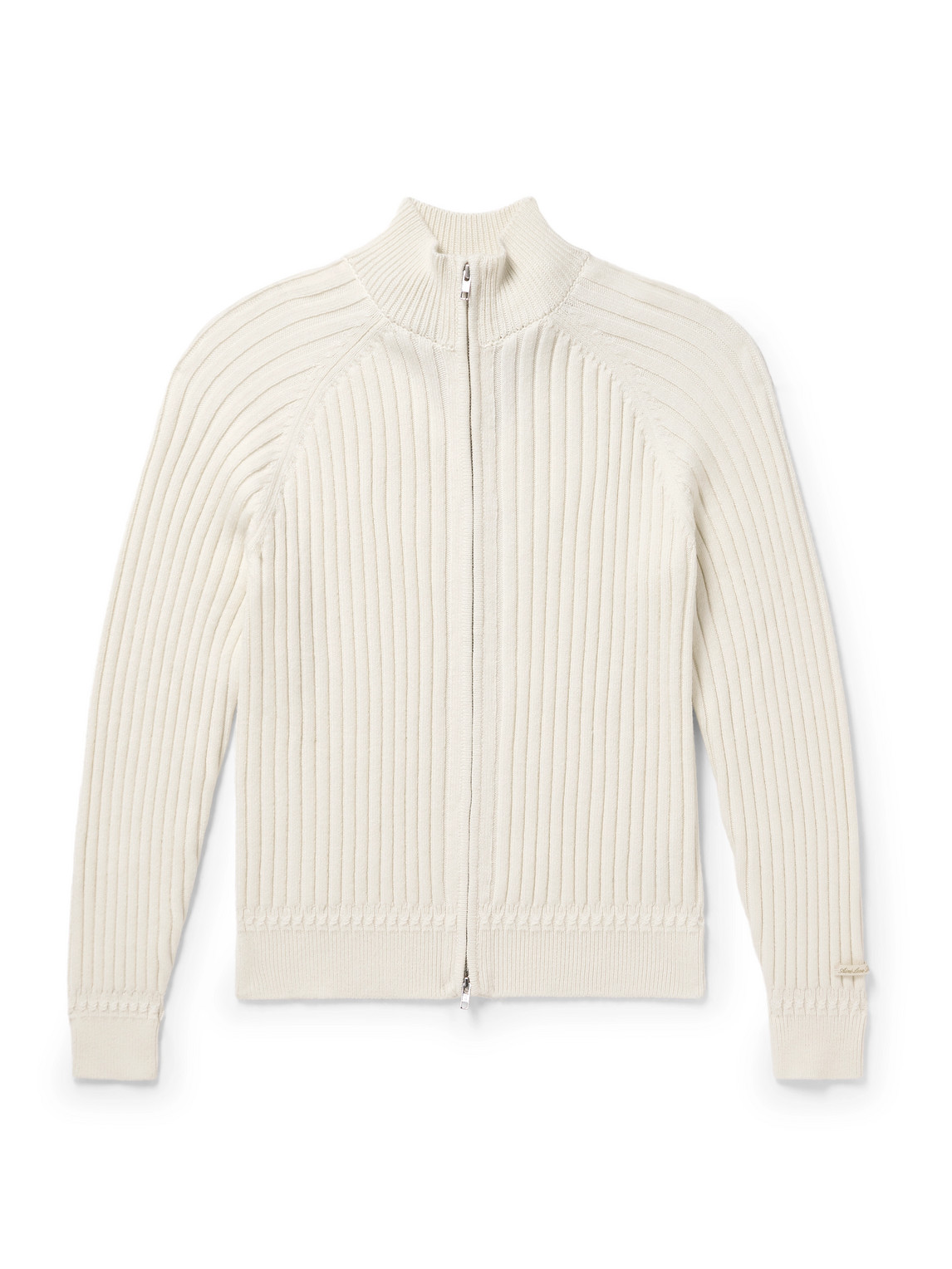Aimé Leon Dore Ribbed Merino Wool-blend Zip-up Sweater In Gray