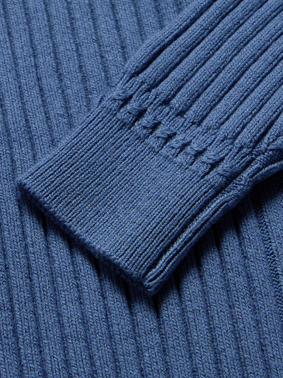Aimé Leon Dore Ribbed Merino Wool-blend Zip-up Sweater In Blue