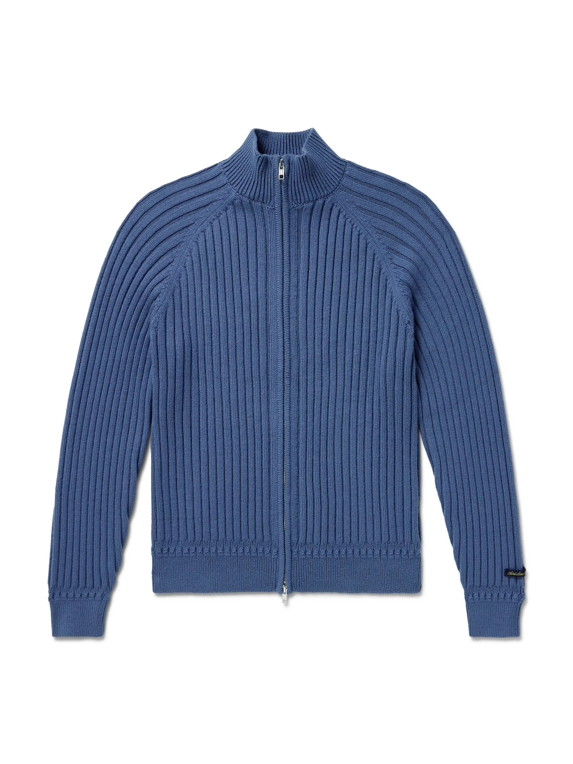 Aimé Leon Dore Ribbed Merino Wool-blend Zip-up Sweater In Blue
