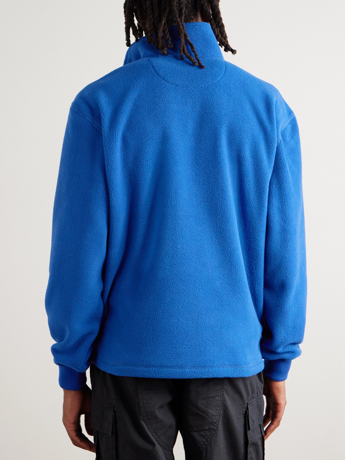 Aimé Leon Dore Logo-embroidered Fleece Half-zip Sweatshirt In Blue