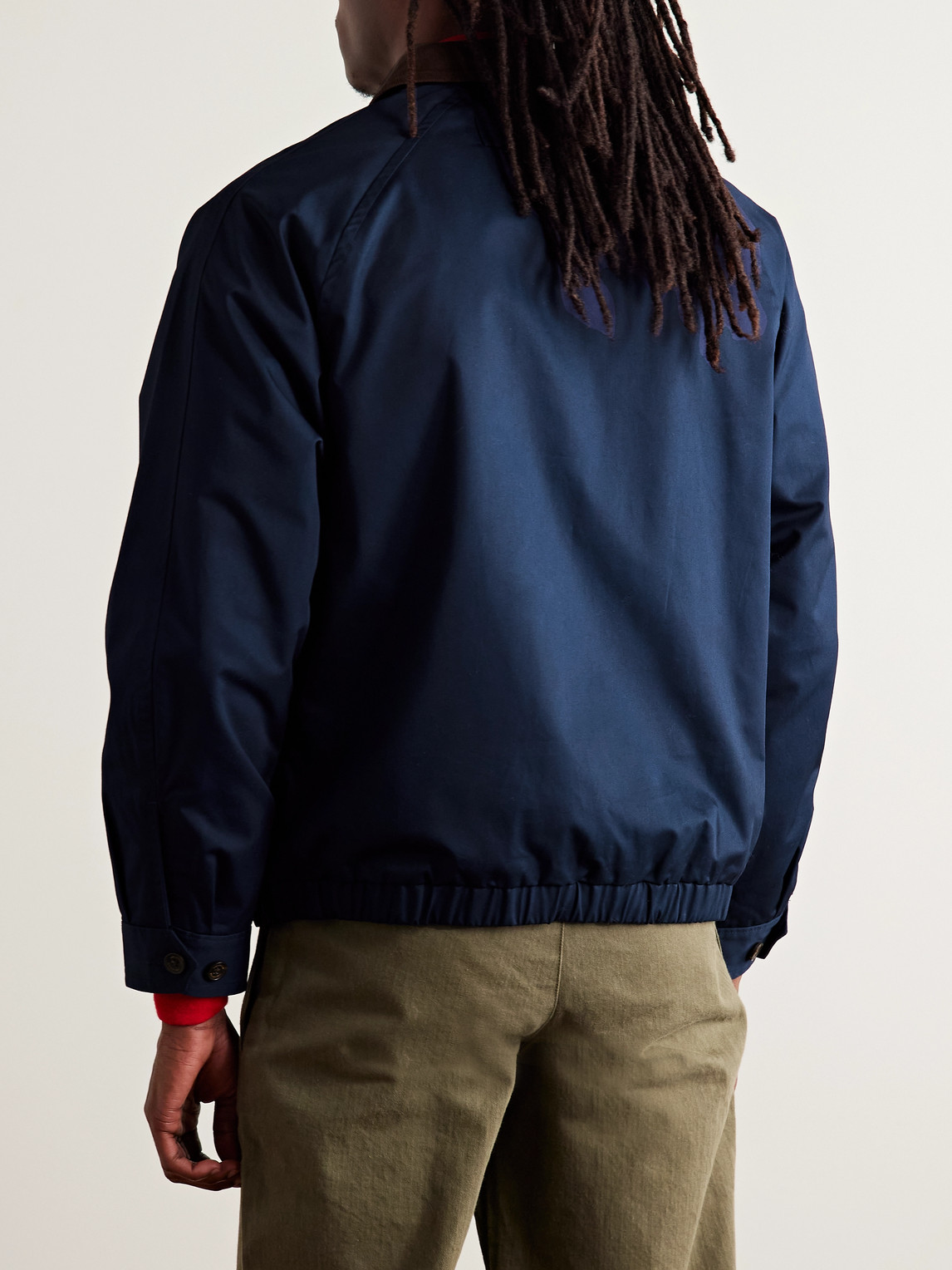 Aimé Leon Dore Logo-embroidered Corduroy-trimmed Cotton-twill Blouson Jacket In Blue