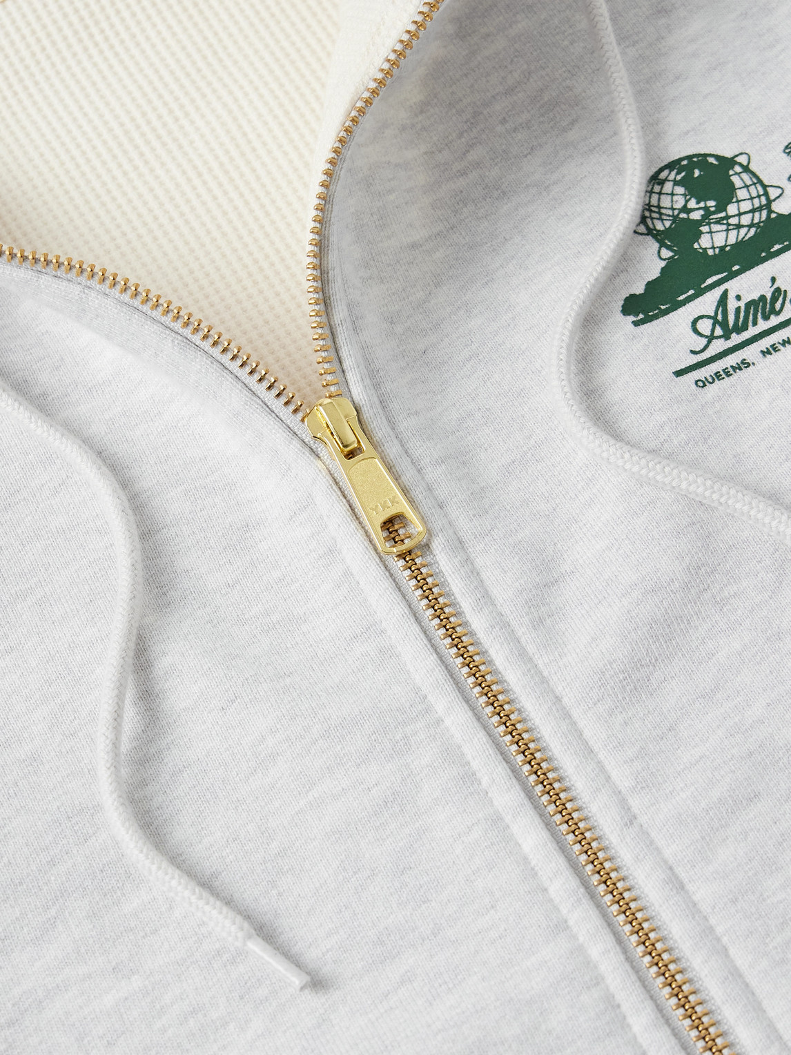 Aimé Leon Dore Unisphere Logo-print Cotton-jersey Zip-up Sweatshirt In White