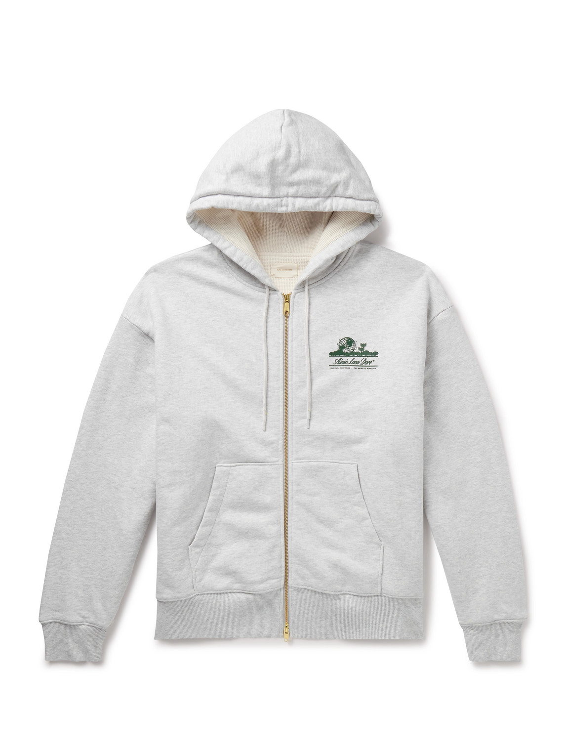 Aimé Leon Dore Unisphere Logo-print Cotton-jersey Zip-up Sweatshirt In White