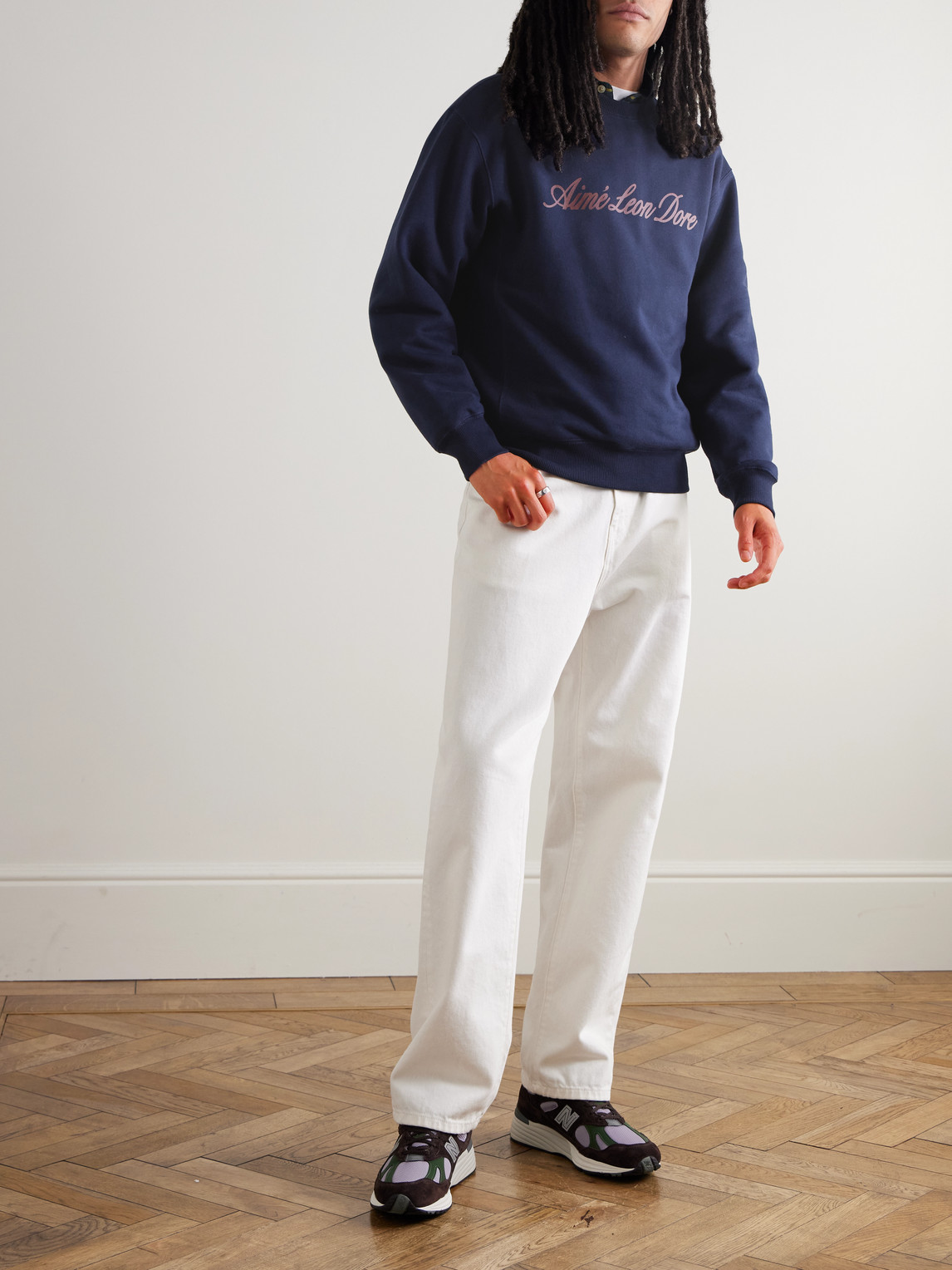 Aimé Leon Dore Logo-print Cotton-jersey Sweatshirt In Blue