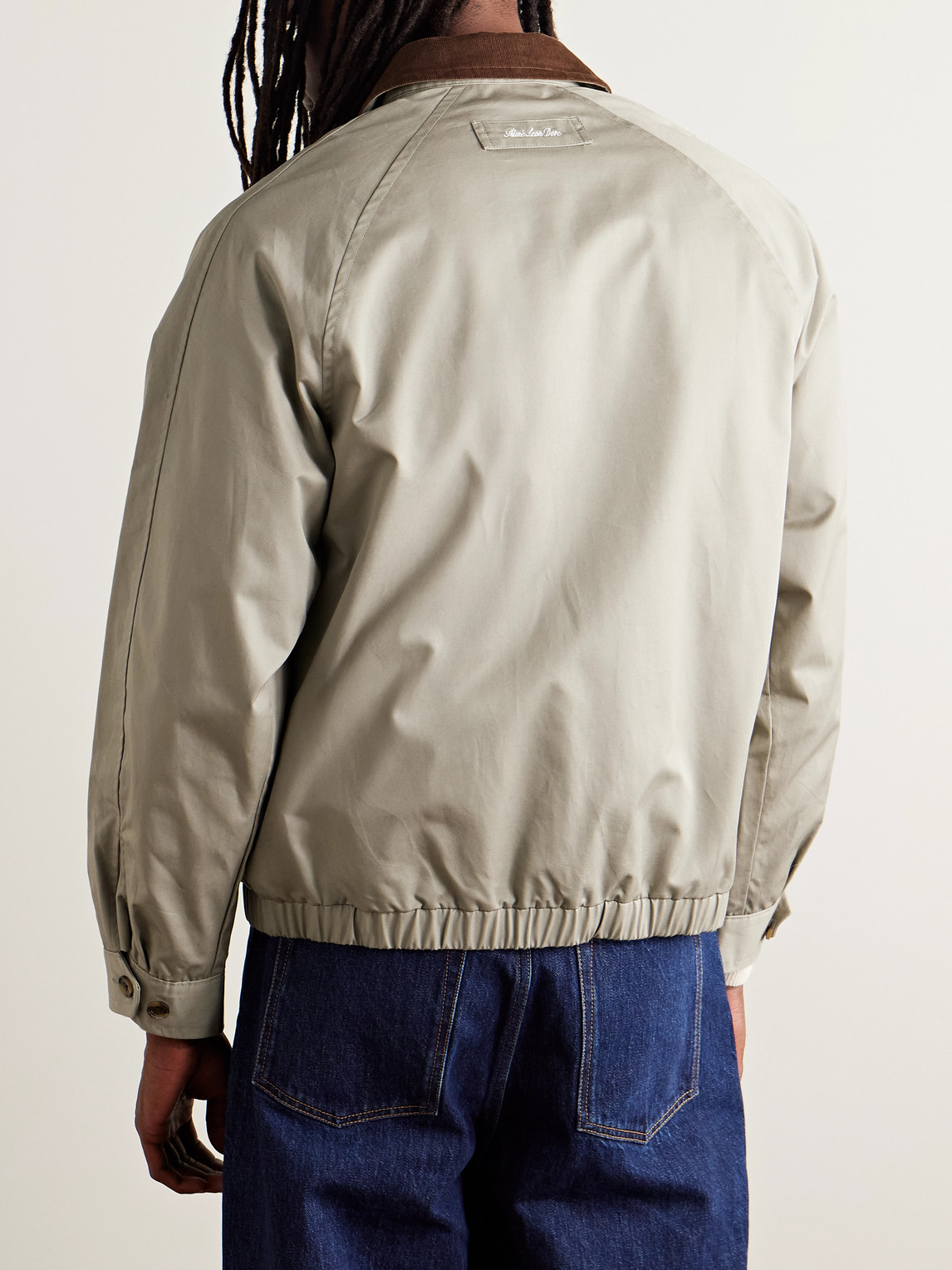Aimé Leon Dore Logo-embroidered Corduroy-trimmed Cotton-twill Blouson Jacket In Gray