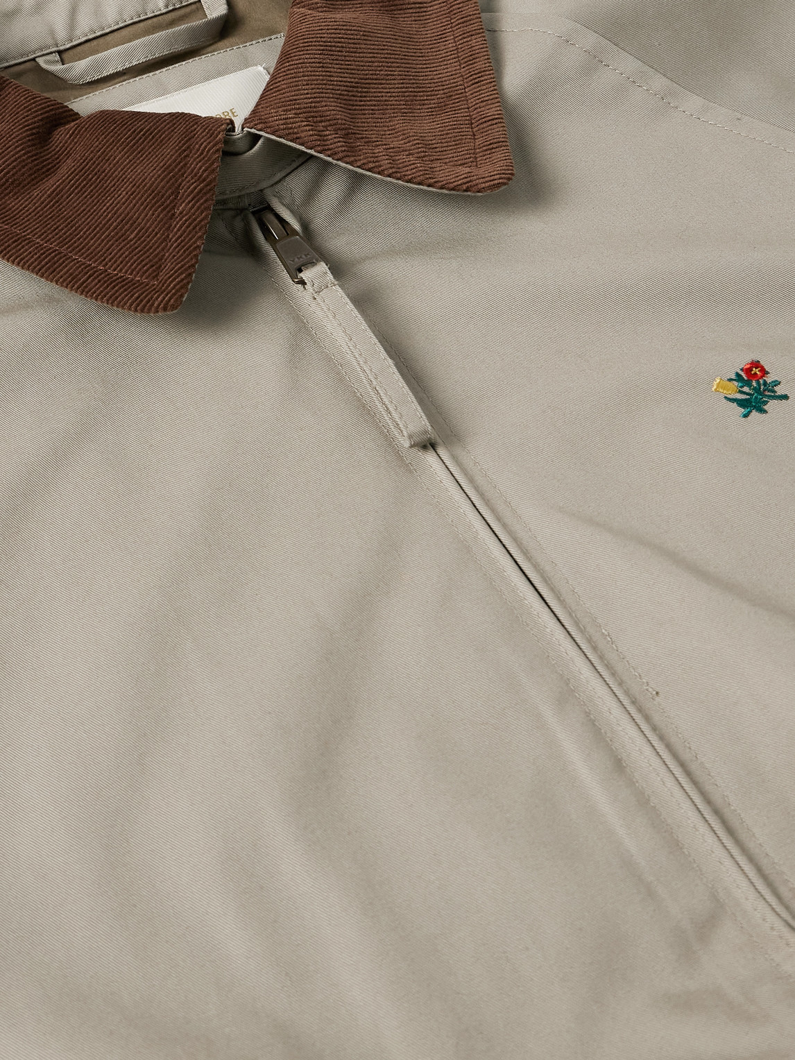 Aimé Leon Dore Logo-embroidered Corduroy-trimmed Cotton-twill Blouson Jacket In Gray
