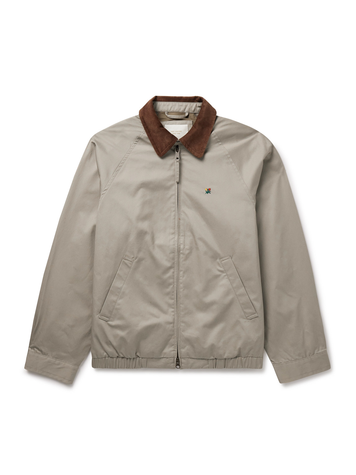 Aimé Leon Dore Logo-embroidered Corduroy-trimmed Cotton-twill Blouson Jacket In Gray