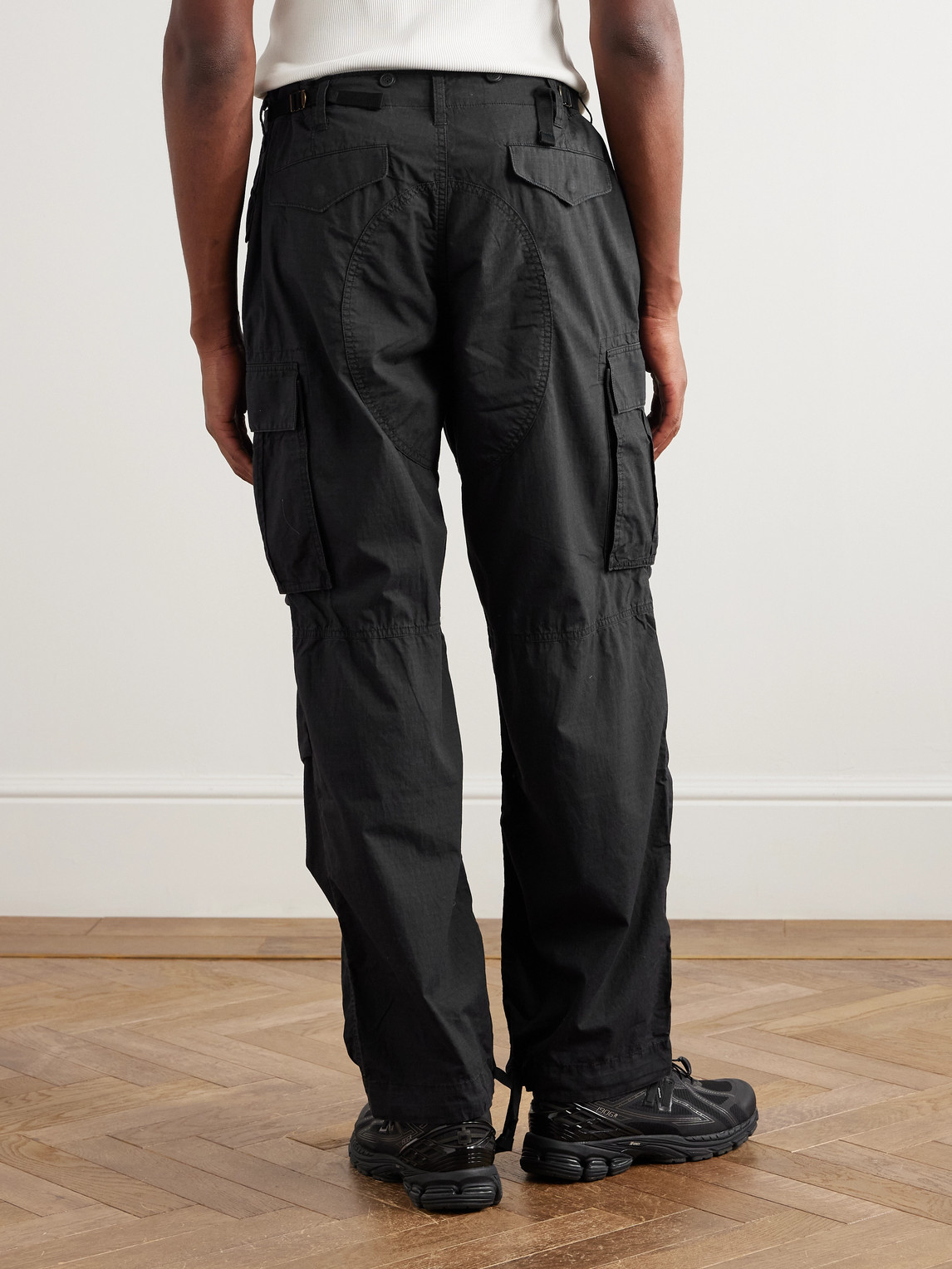 Aimé Leon Dore Straight-leg Cotton-ripstop Cargo Trousers In Black