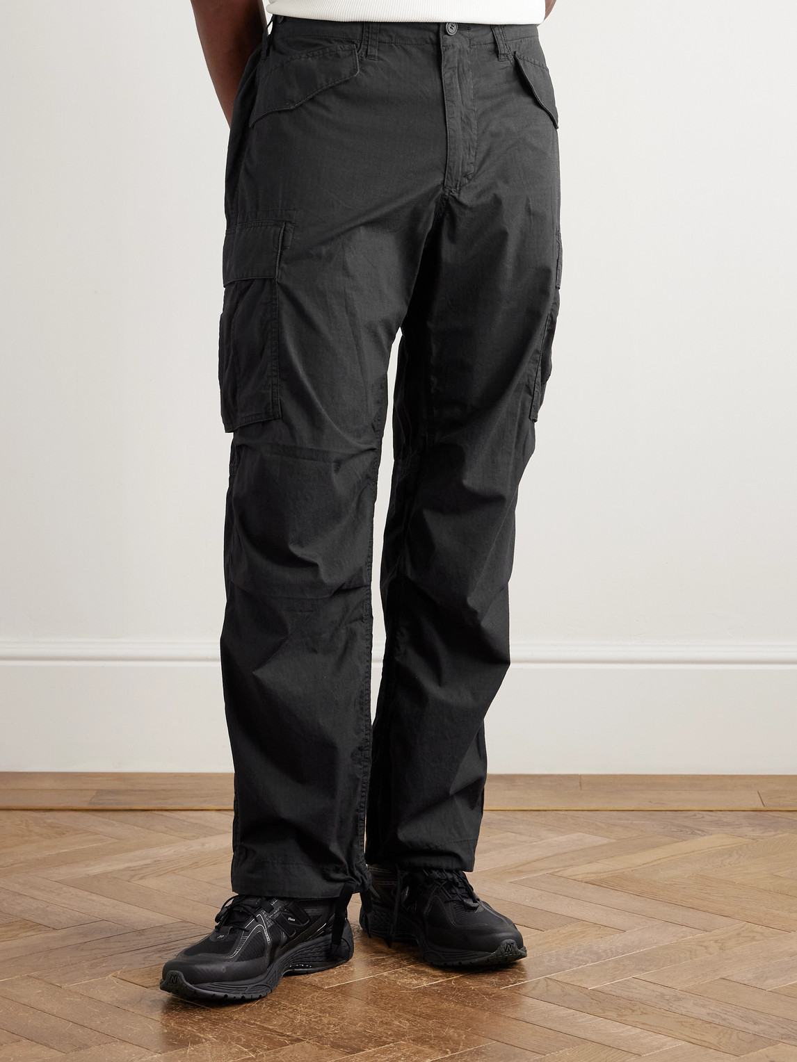 Aimé Leon Dore Straight-leg Cotton-ripstop Cargo Trousers In Black