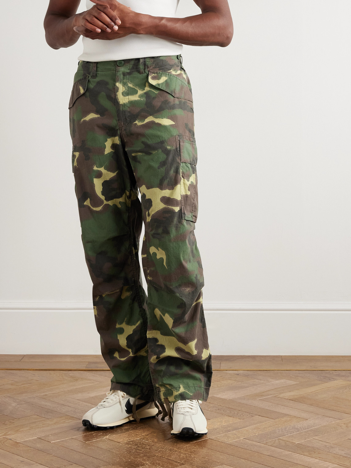 Aimé Leon Dore Straight-leg Camouflage-print Cotton-ripstop Cargo Trousers In Green