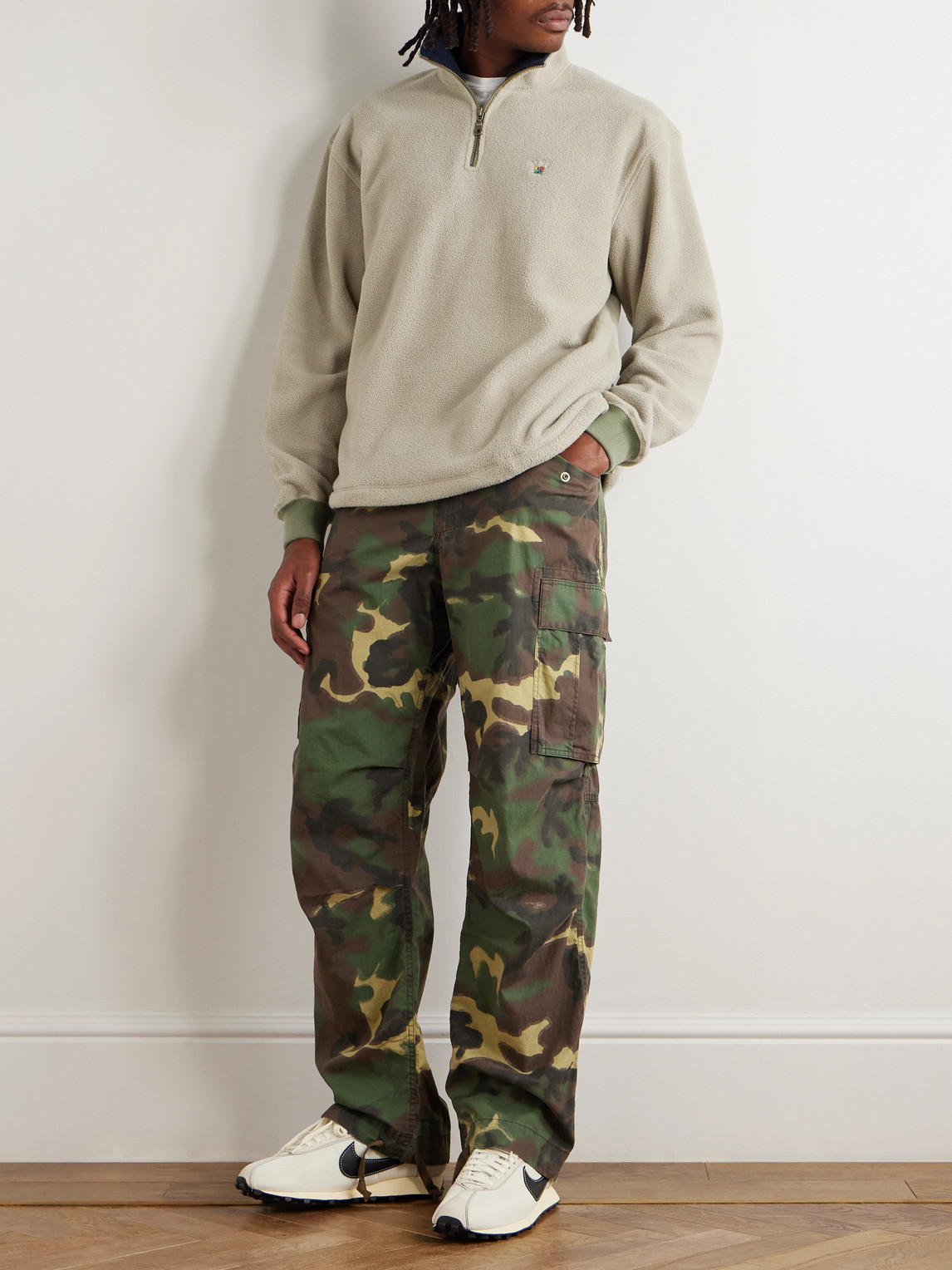 Aimé Leon Dore Straight-leg Camouflage-print Cotton-ripstop Cargo Trousers In Green