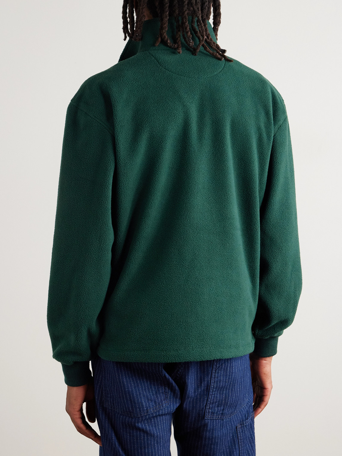 Aimé Leon Dore Logo-embroidered Fleece Half-zip Sweatshirt In Green