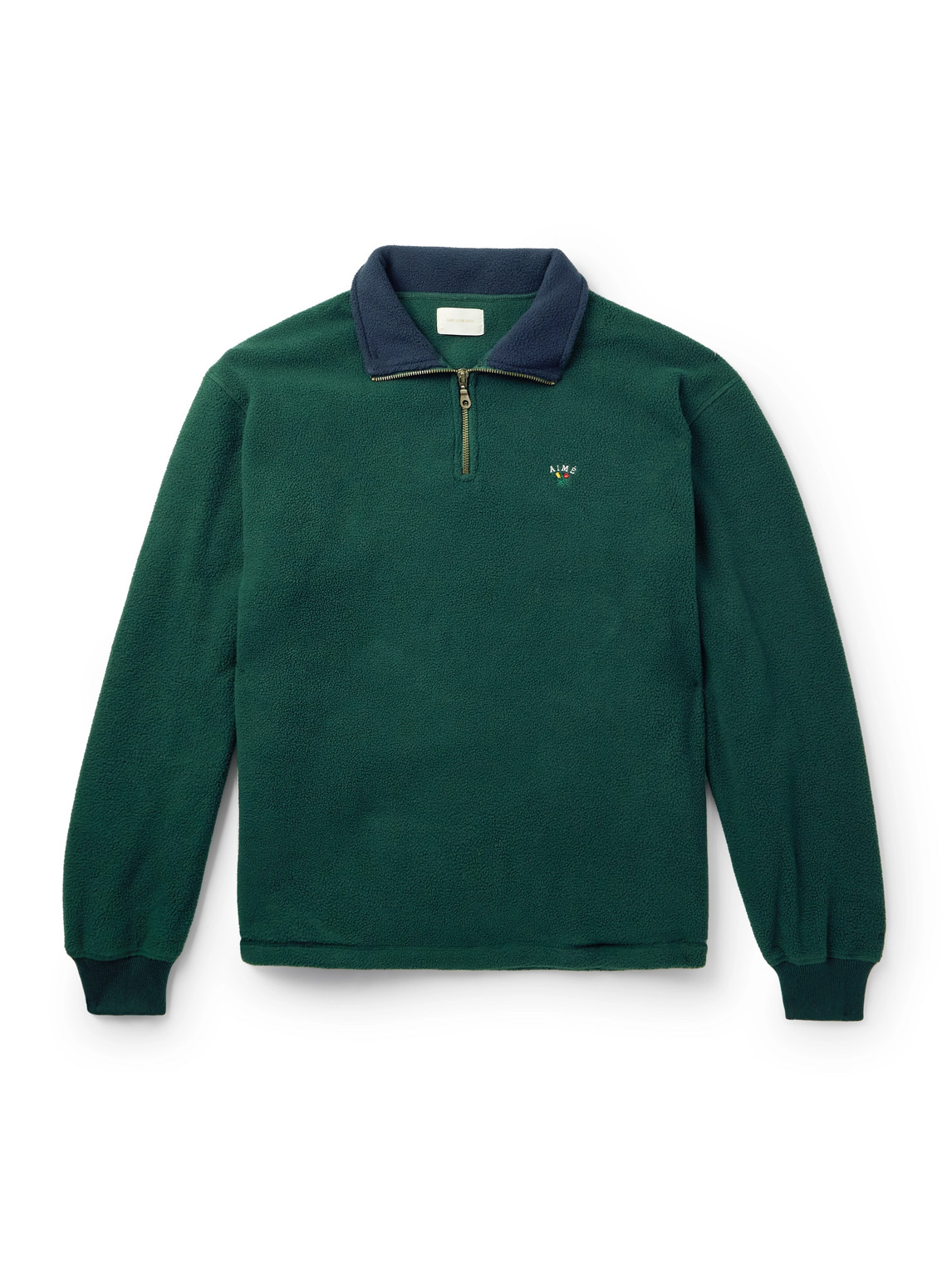 Aimé Leon Dore Logo-embroidered Fleece Half-zip Sweatshirt In Green