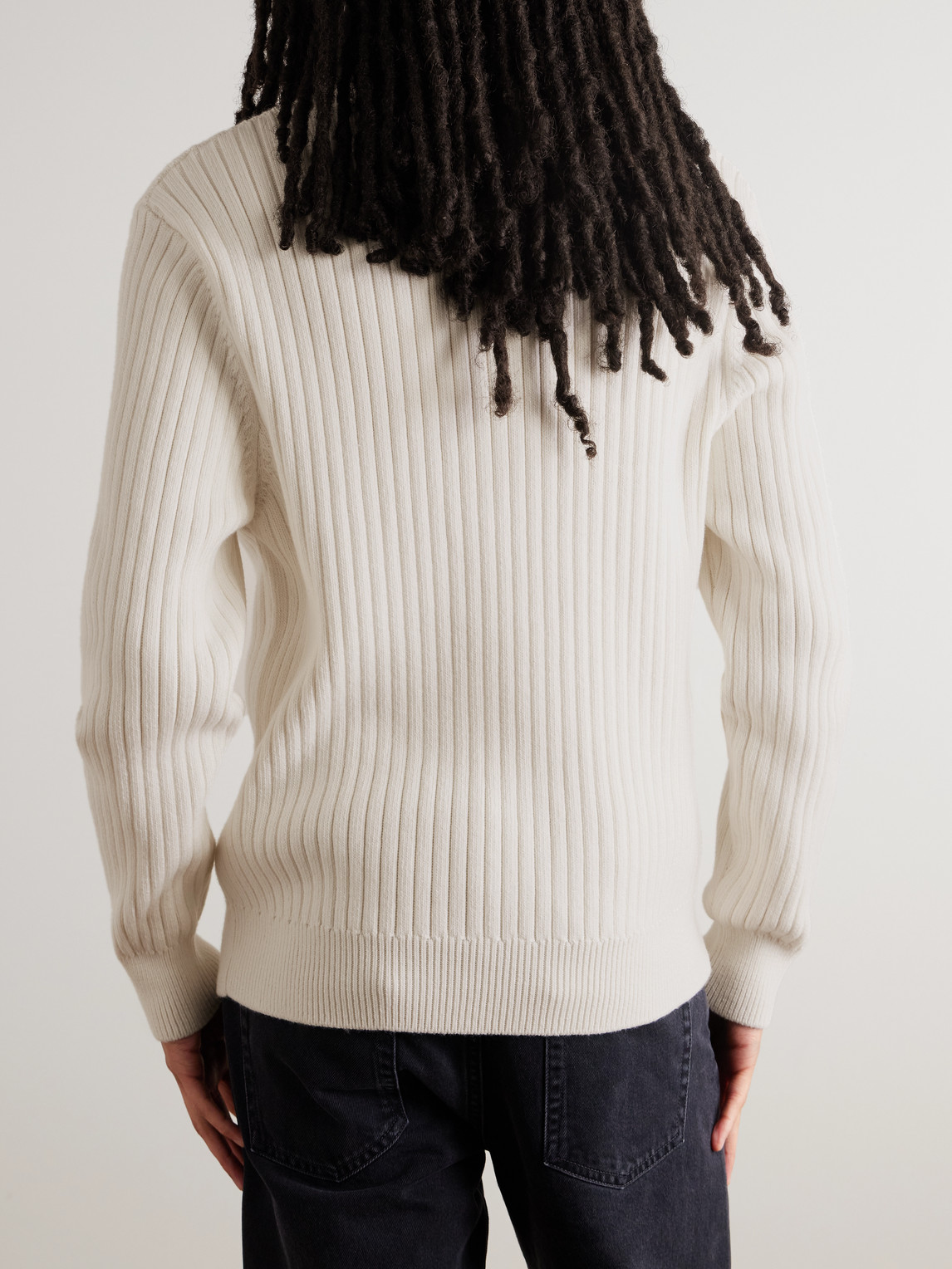 Aimé Leon Dore Ribbed Merino Wool And Cotton-blend Rollneck Sweater In Neutral