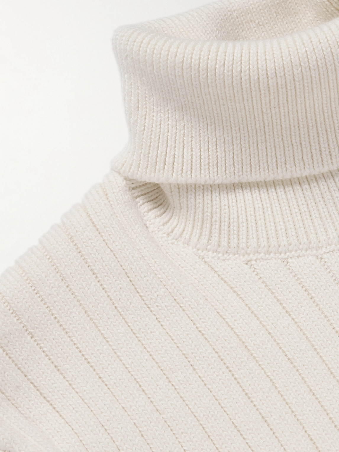 Aimé Leon Dore Ribbed Merino Wool And Cotton-blend Rollneck Sweater In Neutral