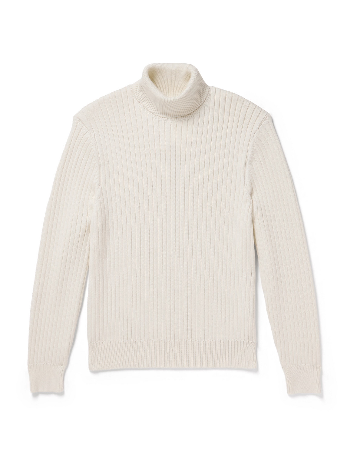 Aimé Leon Dore Ribbed Merino Wool And Cotton-blend Rollneck Sweater In Neutral