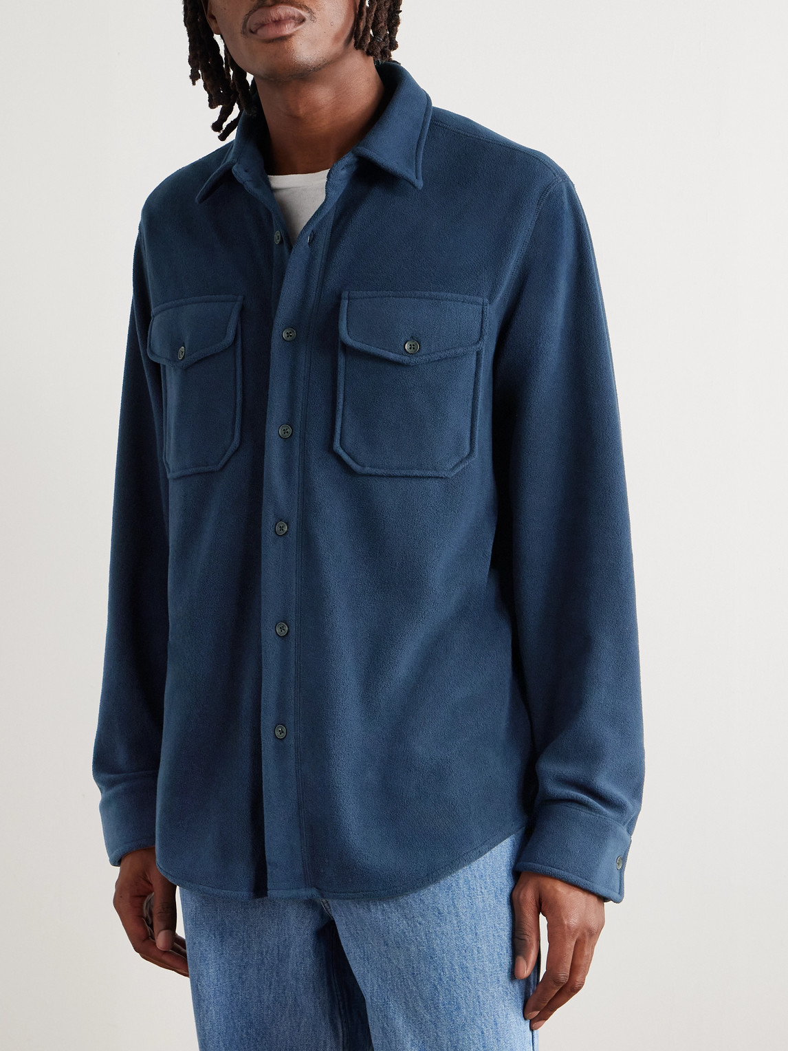 Aimé Leon Dore Fleece Shirt In Blue