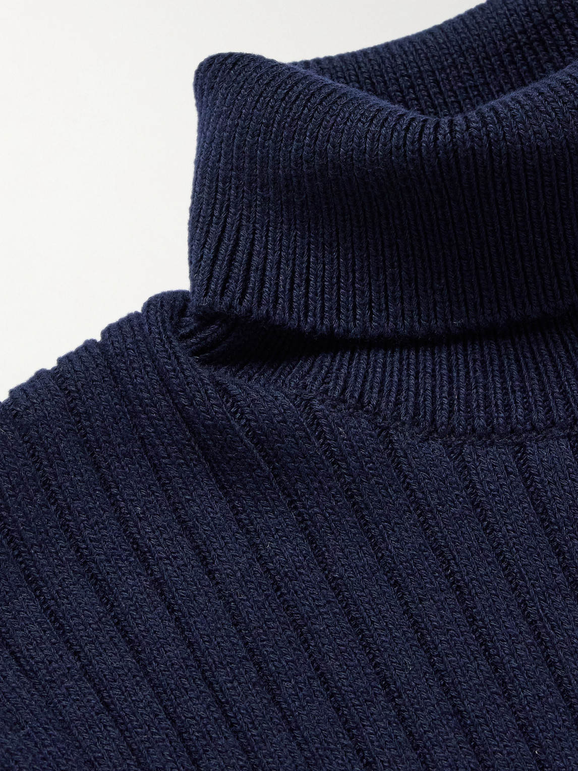 Aimé Leon Dore Ribbed Merino Wool And Cotton-blend Rollneck Sweater In Blue