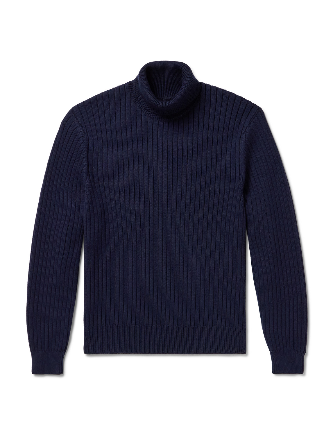 Aimé Leon Dore Ribbed Merino Wool And Cotton-blend Rollneck Sweater In Blue