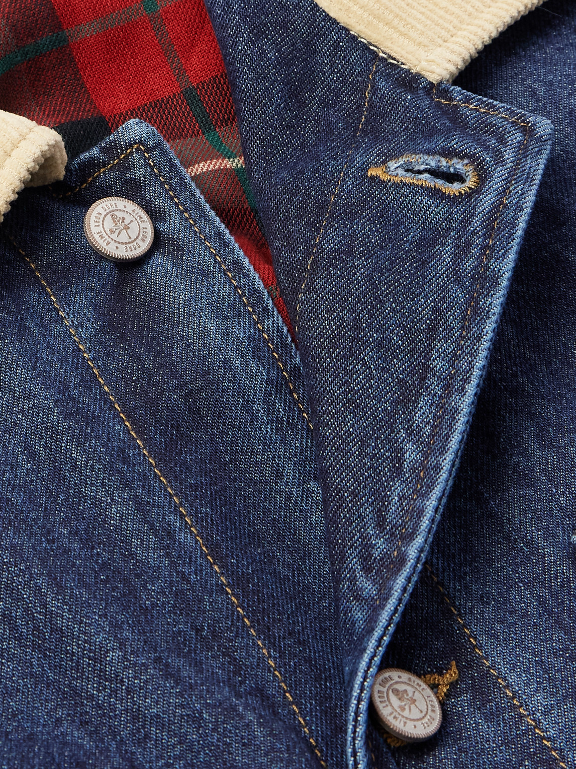 Aimé Leon Dore Corduroy-trimmed Denim Barn Jacket In Blue