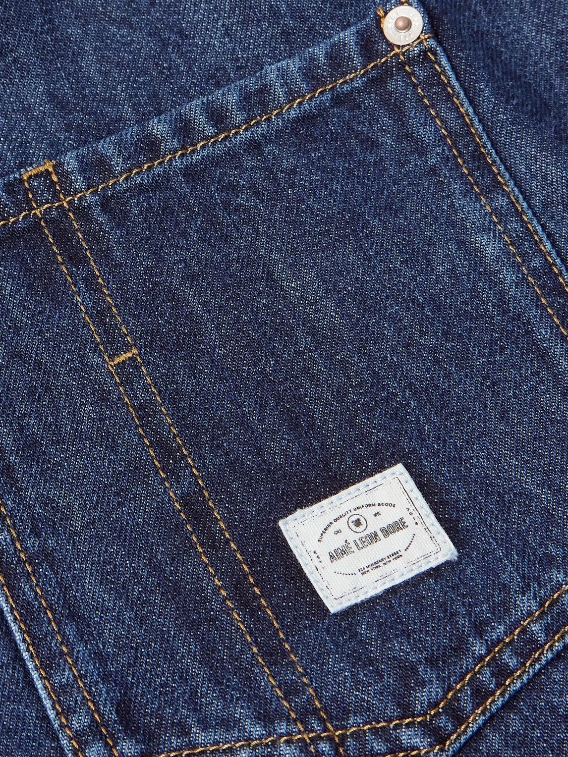 Aimé Leon Dore Corduroy-trimmed Denim Barn Jacket In Blue