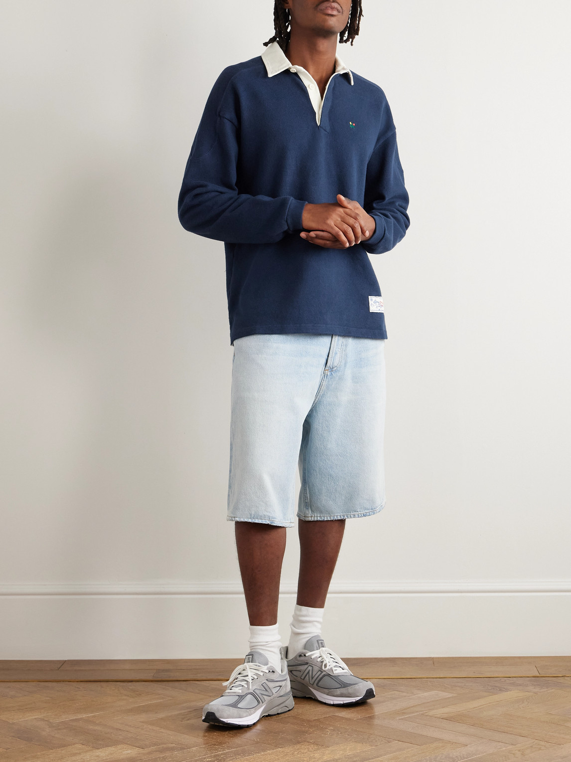 Aimé Leon Dore Logo-appliquéd Embroidered Twill-trimmed Cotton Polo Shirt In Blue