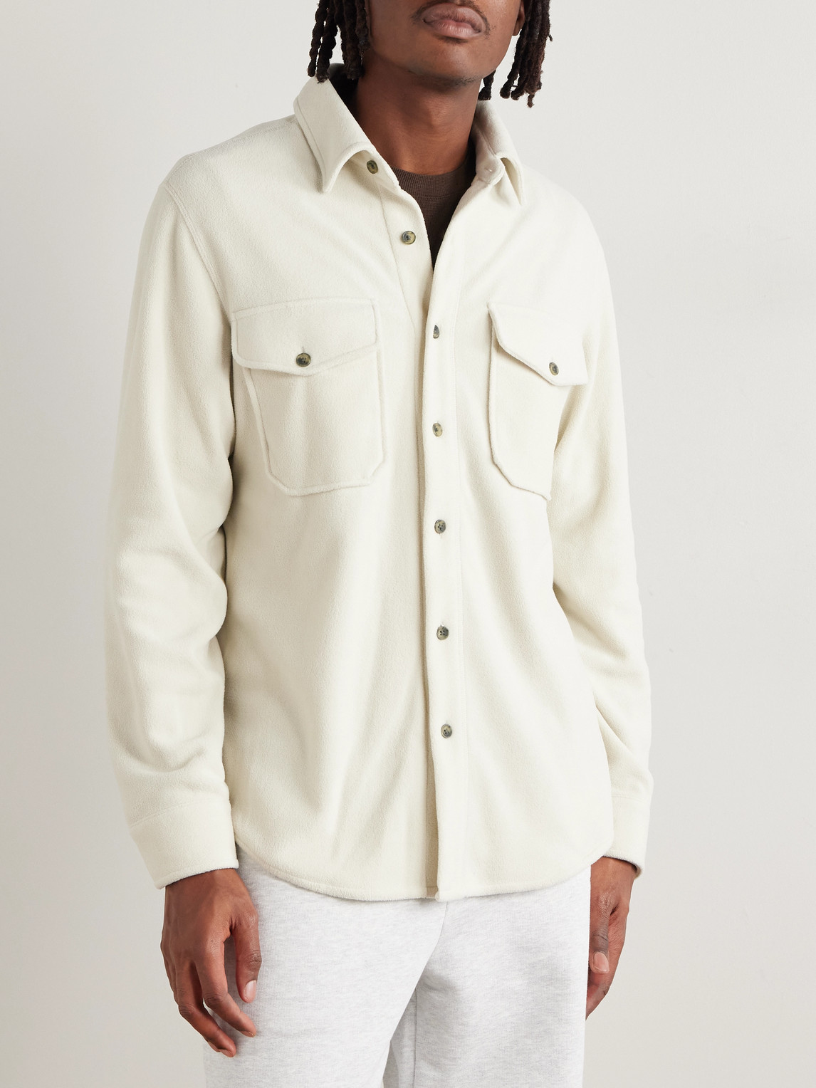 Aimé Leon Dore Fleece Shirt In White