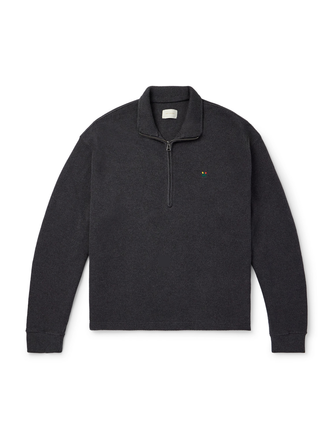 Aimé Leon Dore Embroidered Ribbed Cotton Half-zip Sweater In Gray