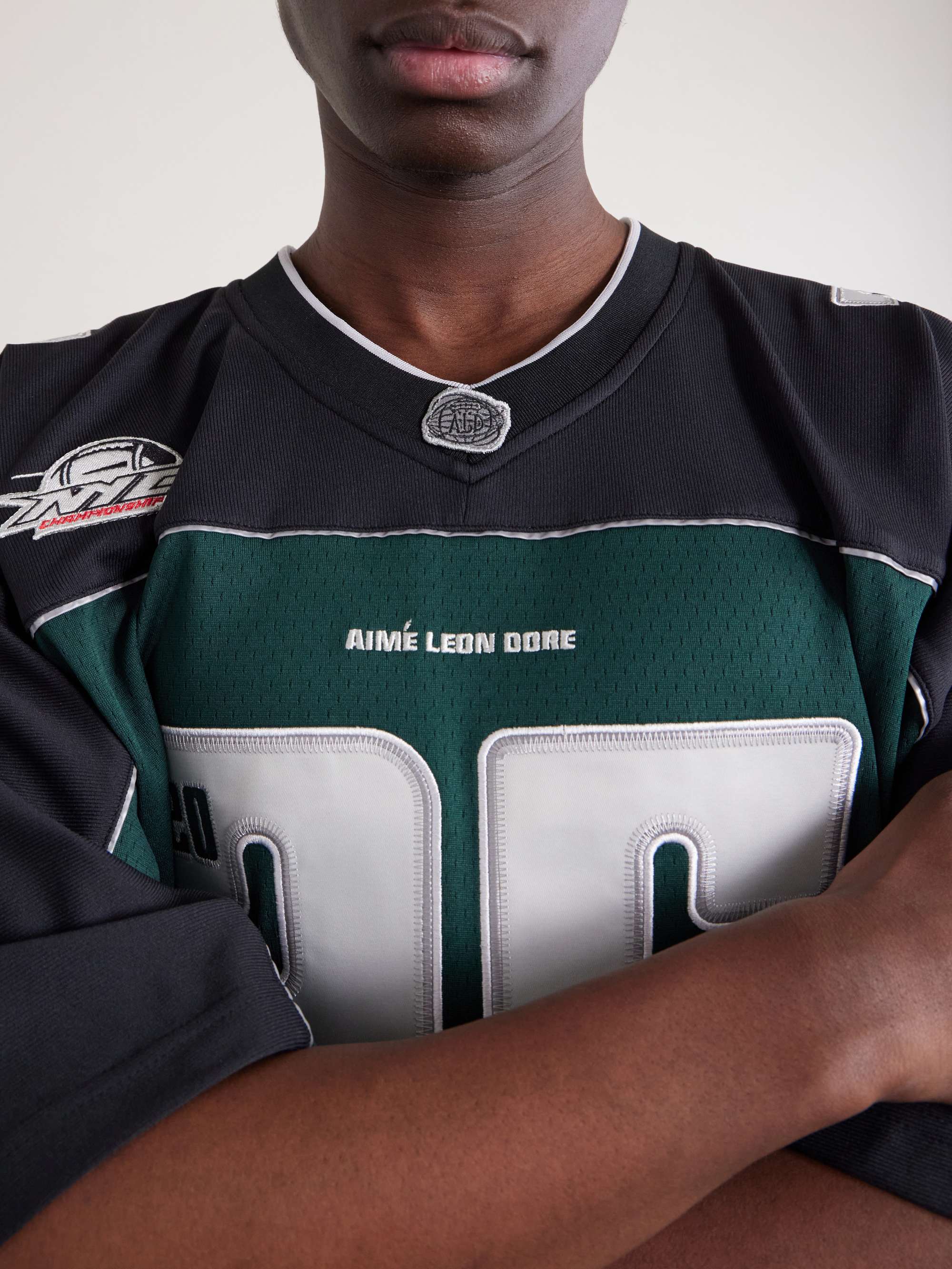 AIMÉ LEON DORE + Mitchell & Ness Oversized Appliquéd Jersey T