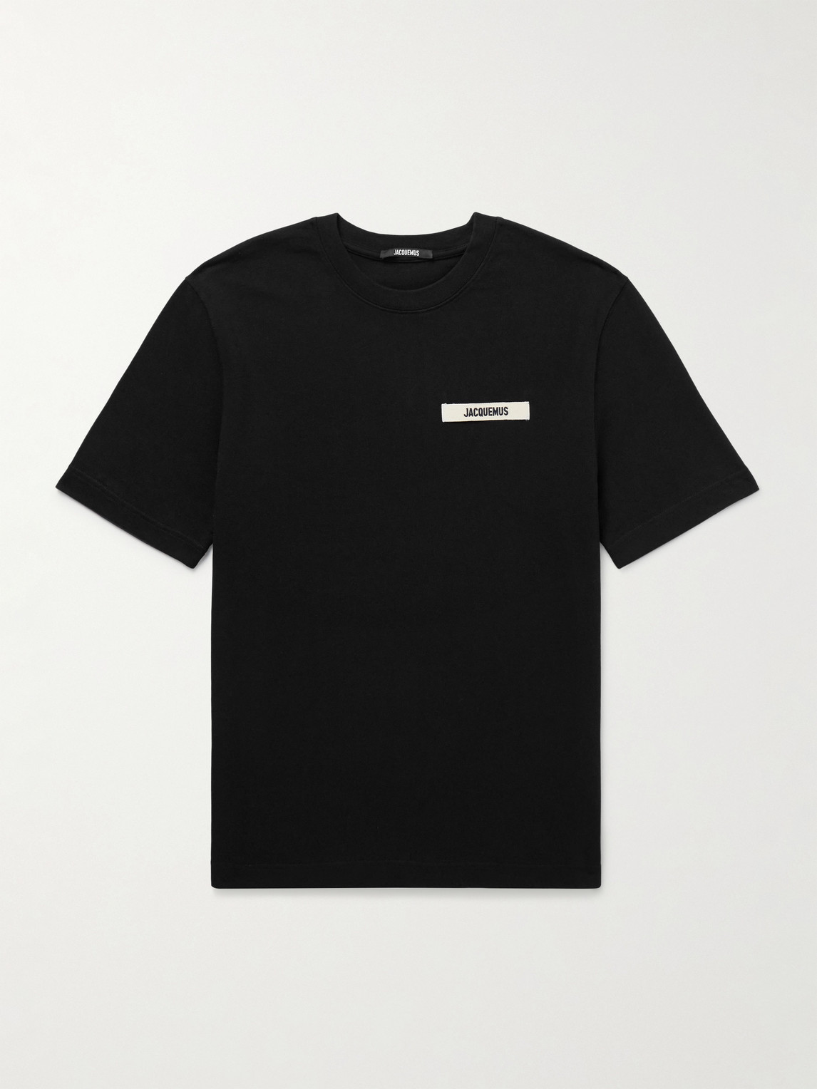 Jacquemus Minimalist Black Short-sleeve Cotton T-shirt With Patch Detail