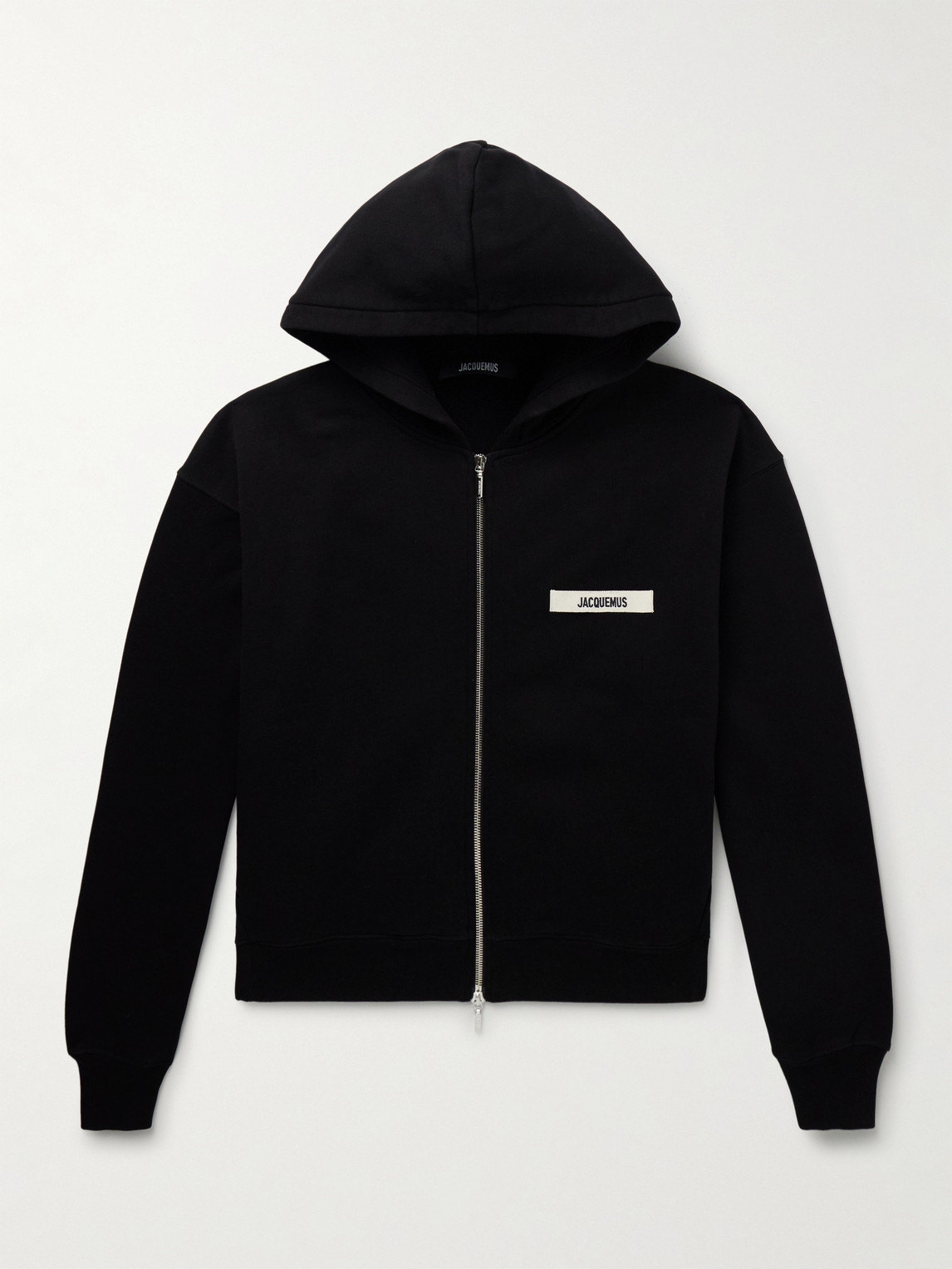 Jacquemus Le Hoodie Zip Gros Hooded Cotton Sweatshirt In Black