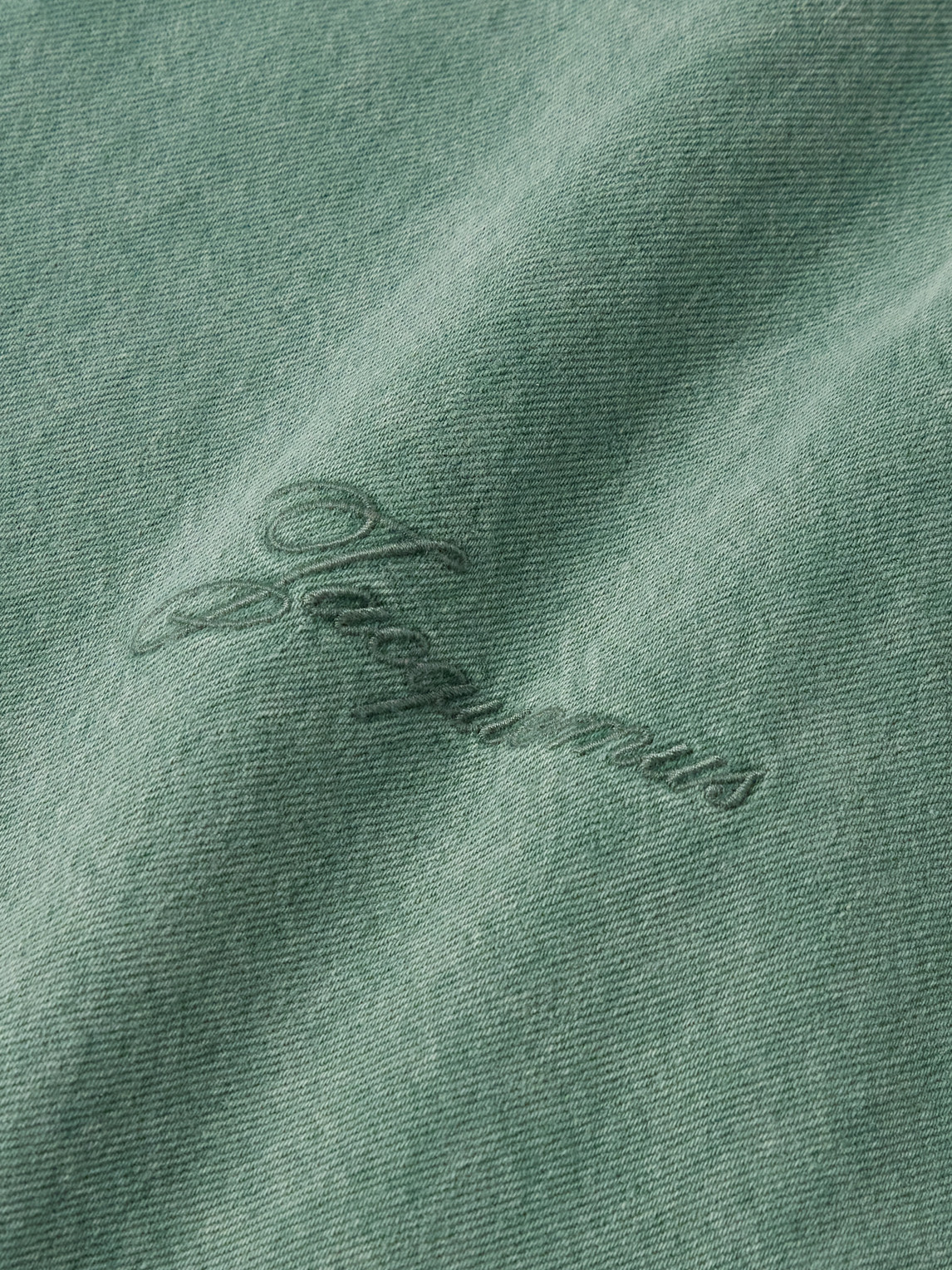 Jacquemus Simon Logo-embroidered Denim Shirt In Green