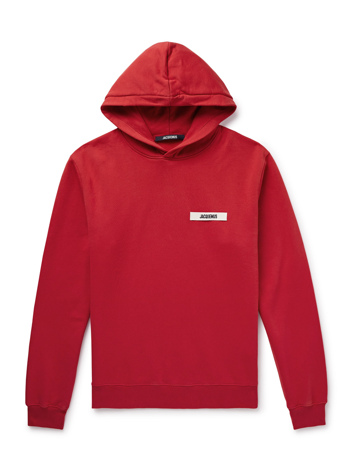 Jacquemus Men Le Hoodie Grosgrain Hooded Sweatshirt In Red