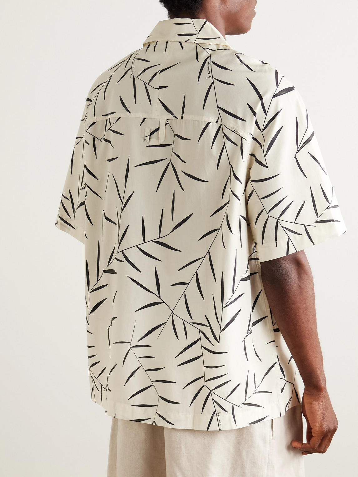 Jacquemus Leaf-print Short-sleeved Shirt In White