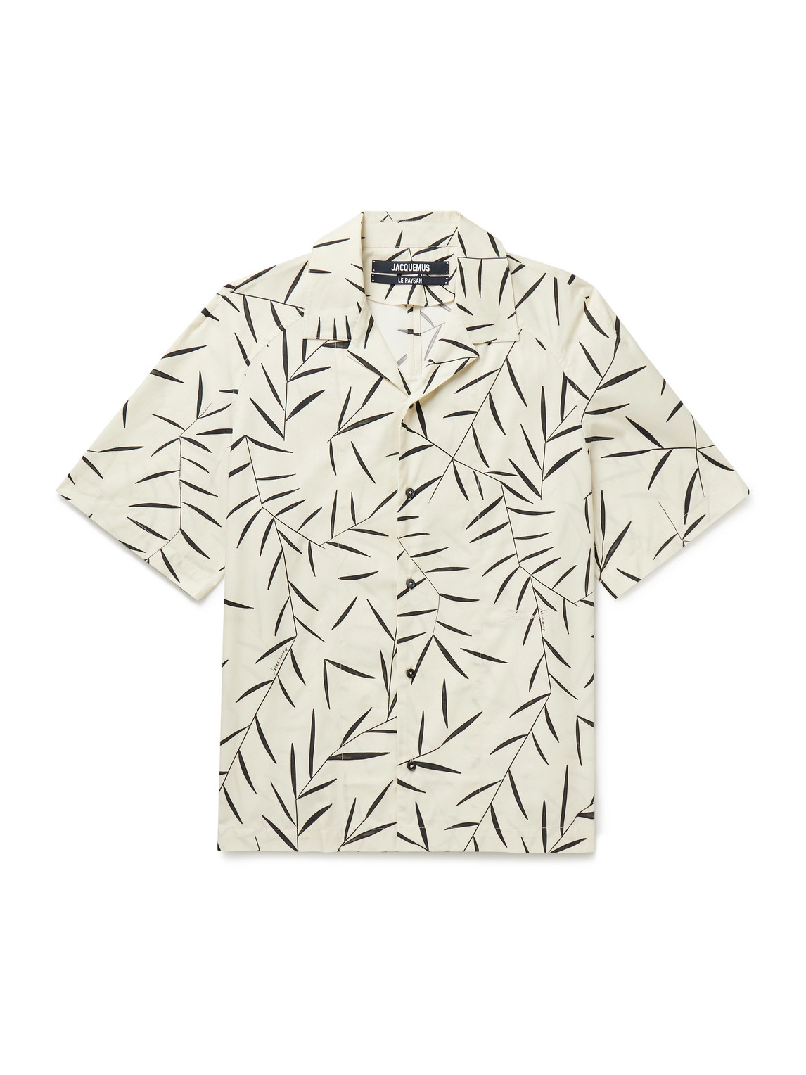 Jacquemus Fonccio Camp-collar Printed Cotton-poplin Shirt In Neutral