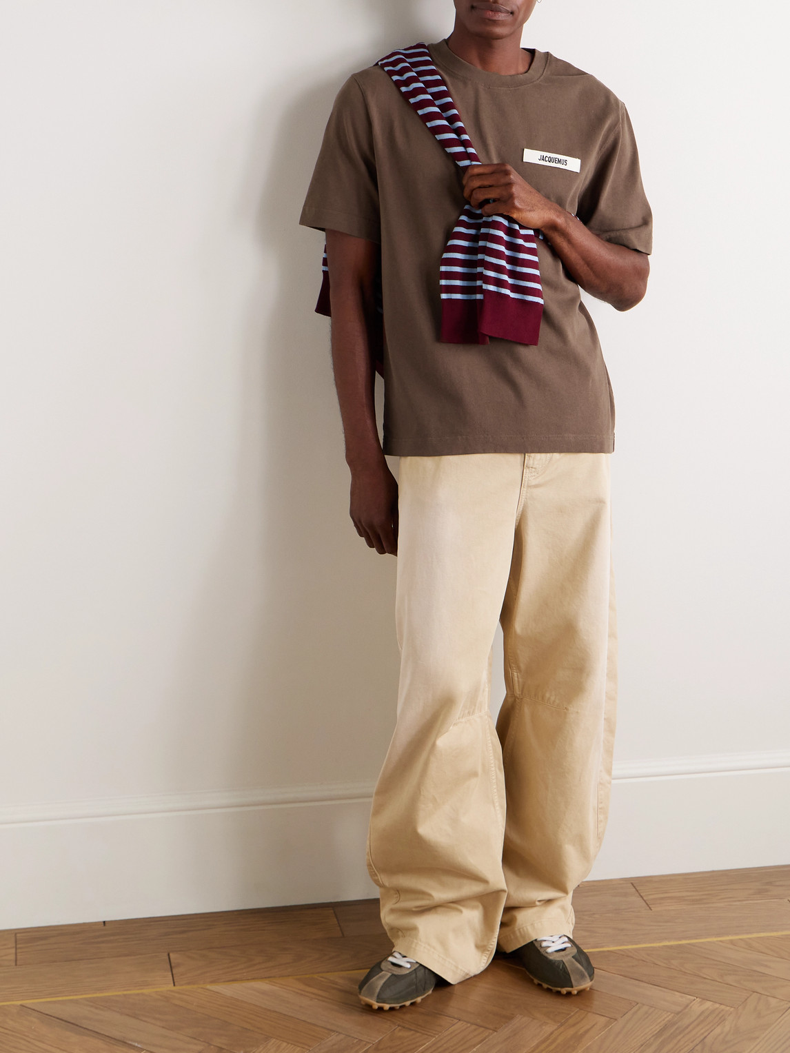 Jacquemus Le T-shirt Gros Grain Brown T-shirt With Logo Patch On The Front In Cotton Man